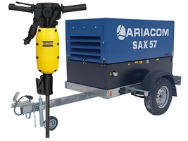 Передвижной дорожный компрессор с отбойным молотком