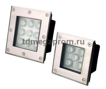 Грунтовые светодиодные встраиваемые квадратные светильники СДУ-B02 (арт.16)