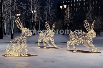 Светодиодная конструкция большая "Семья зайцев"