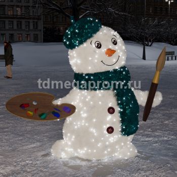 Светодиодная фигура "Снеговик Художник"