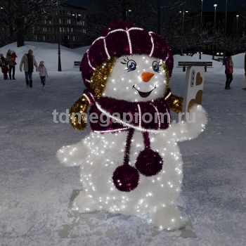 Светодиодная фигура "Снеговик Сноубордист" 