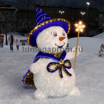 Светодиодная фигура "Снеговик Волшебник" 