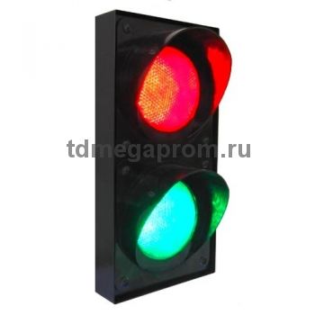 Светофор двухсекционный светодиодный Т.8 100мм (черный, металл) (арт.09-71)