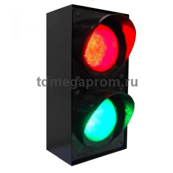Светофор двухсекционный светодиодный Т.8 100мм (черный, металл, индустриальный корпус) (арт.09-71)
